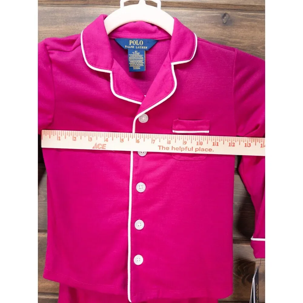 Polo Ralph Lauren Girls Jersey Sleep Set Preppy Pink 4T NWT Pajamas